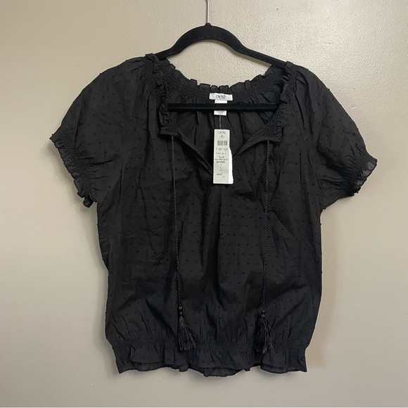 NWT Cache Swiss Dot women’s shirt Blouse in Black Size L 100% cotton - Picture 1 of 11